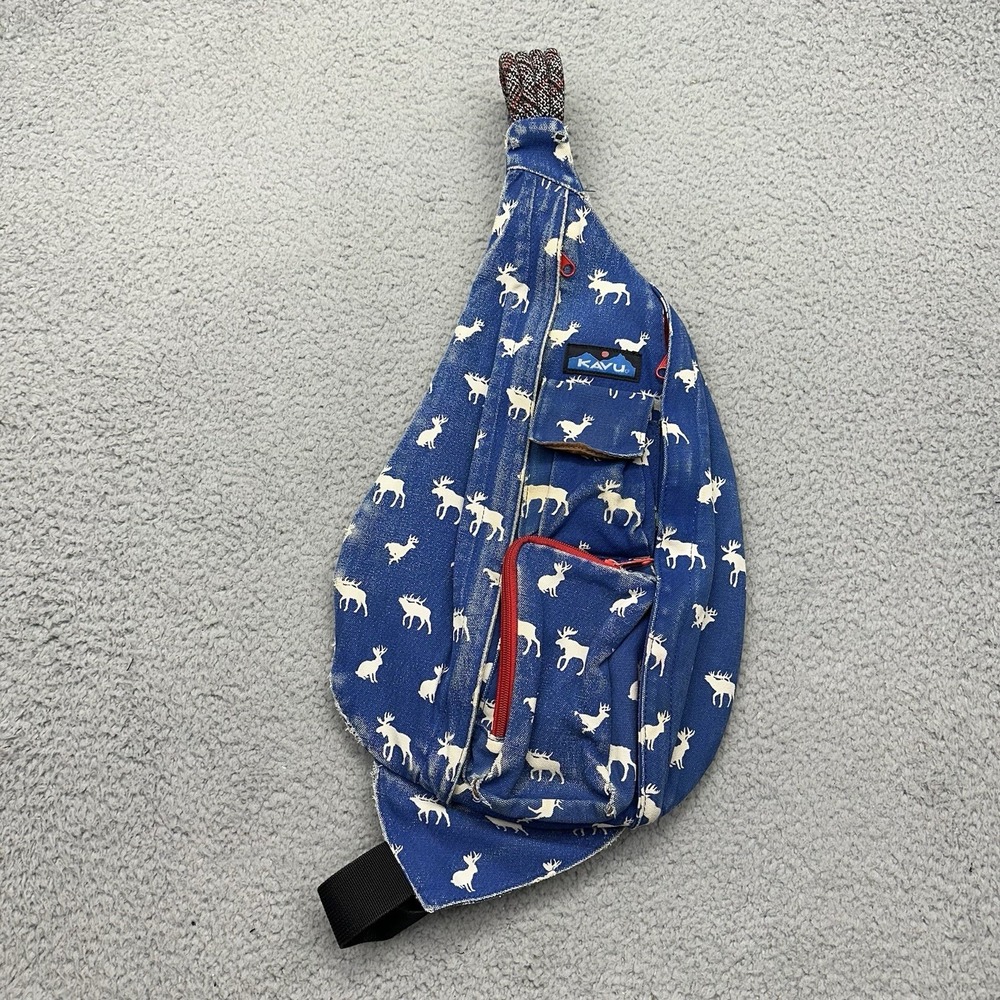 KAVU Rope Sling Bag Woodland Animals Moose Elk Deer Jackalope Gorpcore Slingpack
